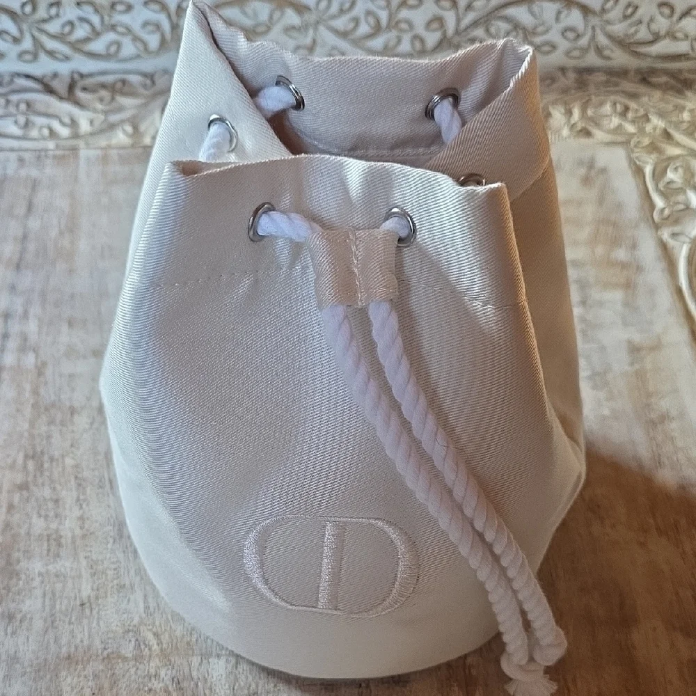 Christian Dior Drawstring Bucket Cosmetic Bag – Ivory